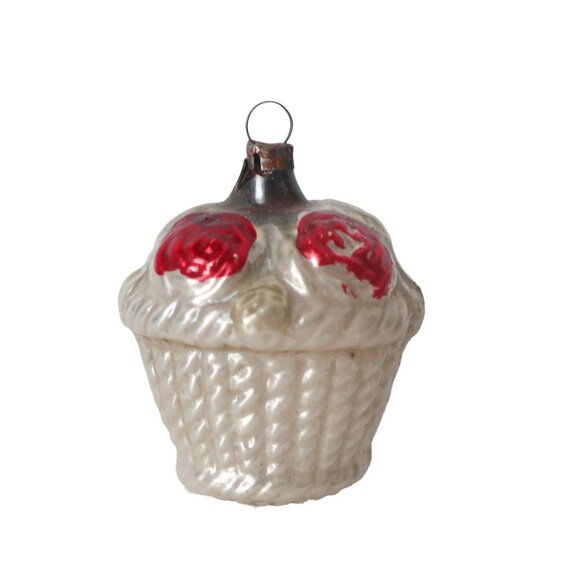 Antique Vintage GDR Mercury Glass Christmas Ornament Xmas Tree Decoration Basket - Picture 6 of 6
